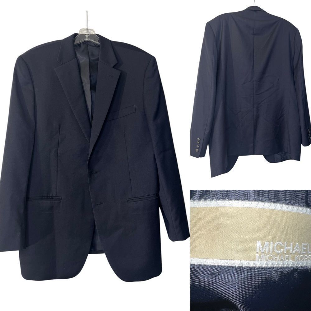 MICHAEL Michael Kors blazer 42R sport coat suit jacket navy blue button missing